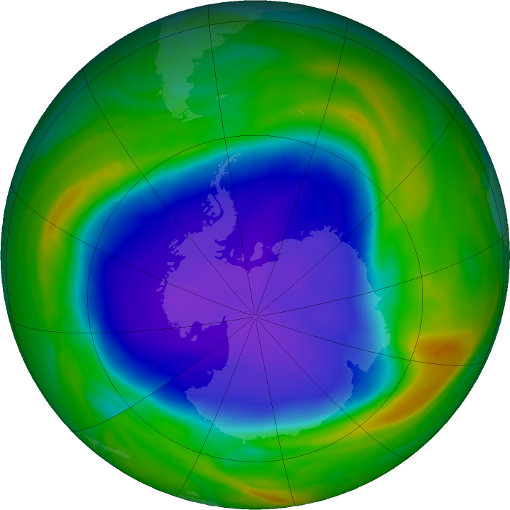 Antarctic ozone map for 27 October 2021